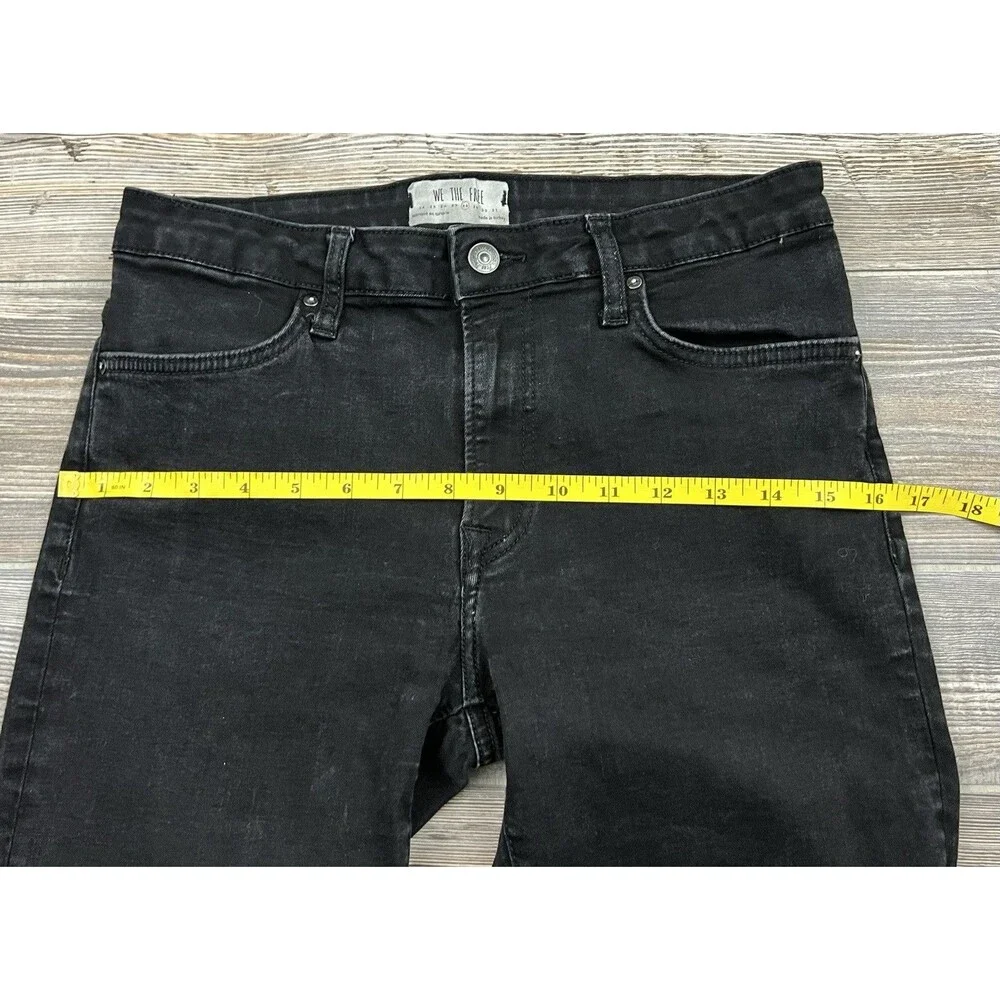 Free People We‎ The Free Jeans Women's Sz 28 Mid-Rise Skinny Black Raw Hem